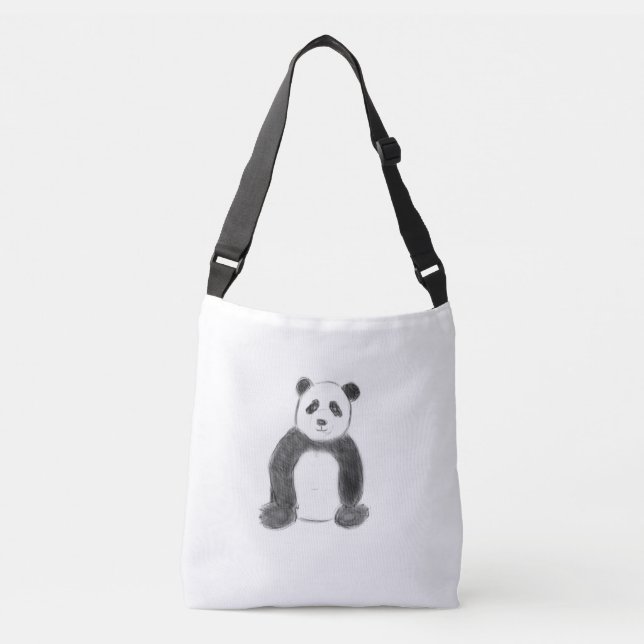 Bolsa Ajustável Esboço fofo de panda preto e branco (Frente)