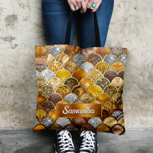 Bolsa Ajustável Escalas de sereia de ouro elegante