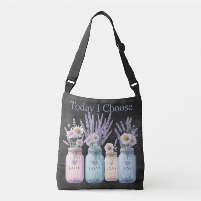 Bolsa Ajustável Escolha Positivity Mason Jar Faith Hope Love & Joy (Frente)