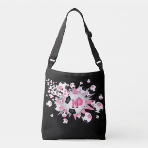 Bolsa Ajustável Esferas de futebol preto cor-de-rosa estrelam mono