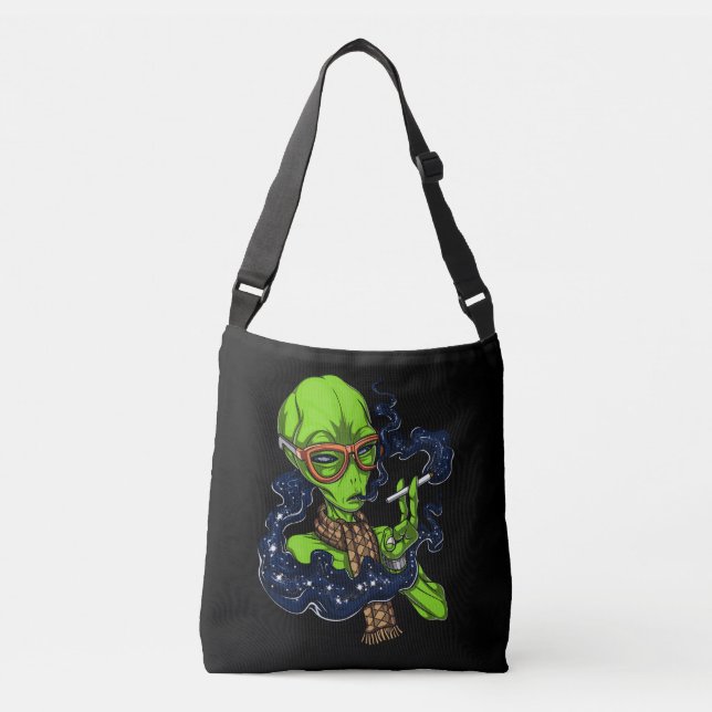 Bolsa Ajustável Espaço de Alienígena hipster Fumando Extraterrestr (Frente)