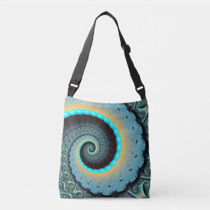 Bolsa Ajustável Espiral de Arte Fractal Laranja abstrato azul Turq