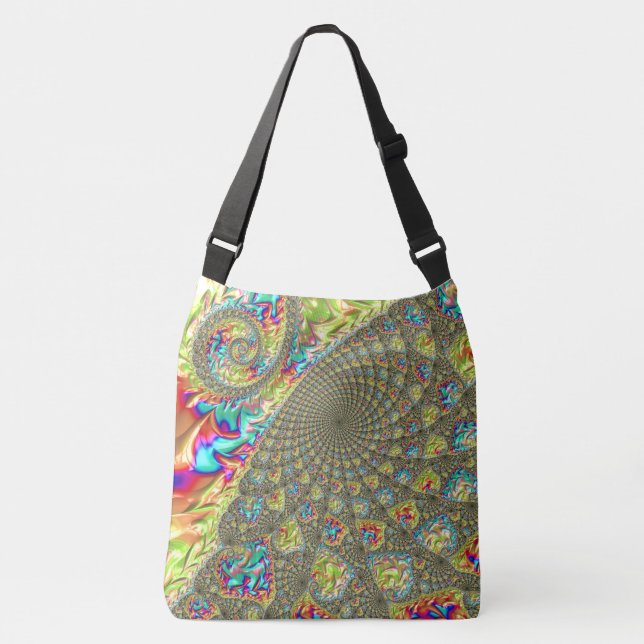 Bolsa Ajustável Espiral Fractal, Fractal, De Groovy Vibrante Color (Frente)