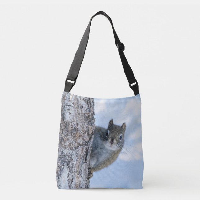 Bolsa Ajustável Esquilo de Edmonton Espiando do Topo de uma Árvore (Frente)
