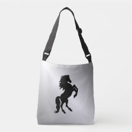 Bolsa Ajustável Estalhão Negro/Cavalo em Prata