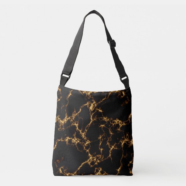 Bolsa Ajustável Estilo de mármore elegante3 - Dourado preto (Frente)