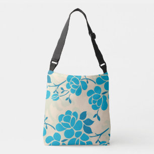 Bolsa Ajustável Estilo Japonês Elegante Design Floral Azul