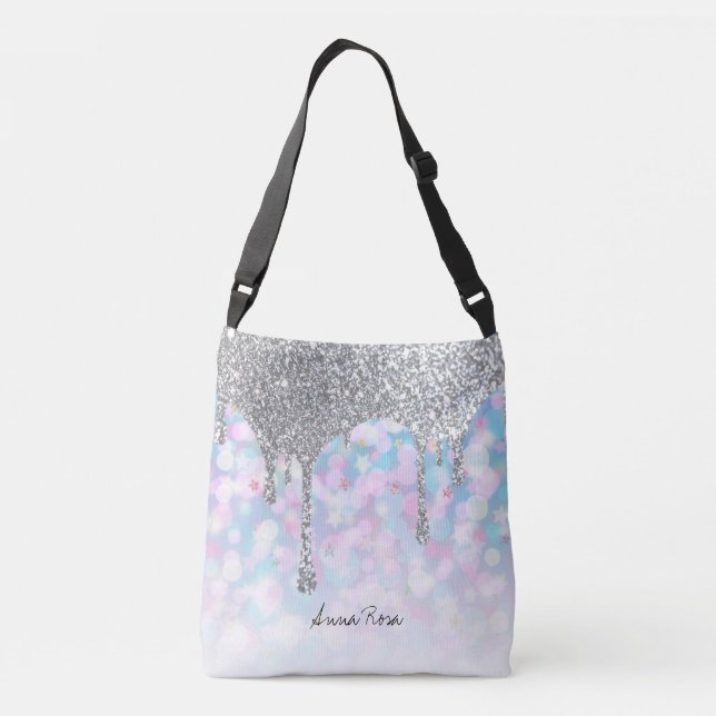 Bolsa Ajustável *~* Estrelas Azuis Cor-de-rosa com Coleta de Lata (Verso)