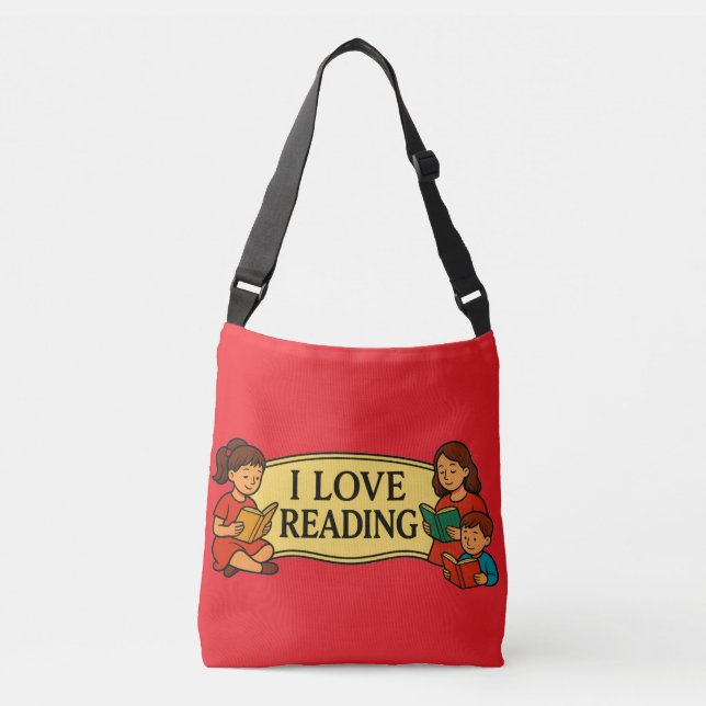 Bolsa Ajustável Eu Amo Ler (Frente)