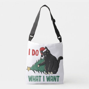 Bolsa Ajustável Eu Faço O Que Quero Feriado De Gato Preto De Natal