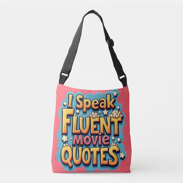 Bolsa Ajustável Eu Falo "Fluent Movie" Citações "Retro-Pop Art" (Frente)