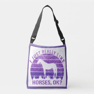 Bolsa Ajustável Eu gosto muito de cavalos em roxo