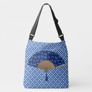 Bolsa Ajustável Fã japonês, teste padrão da libélula, azul cob