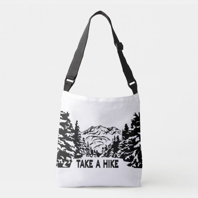 Bolsa Ajustável Faça uma citação de Hike, paisagem monocromática d (Frente)