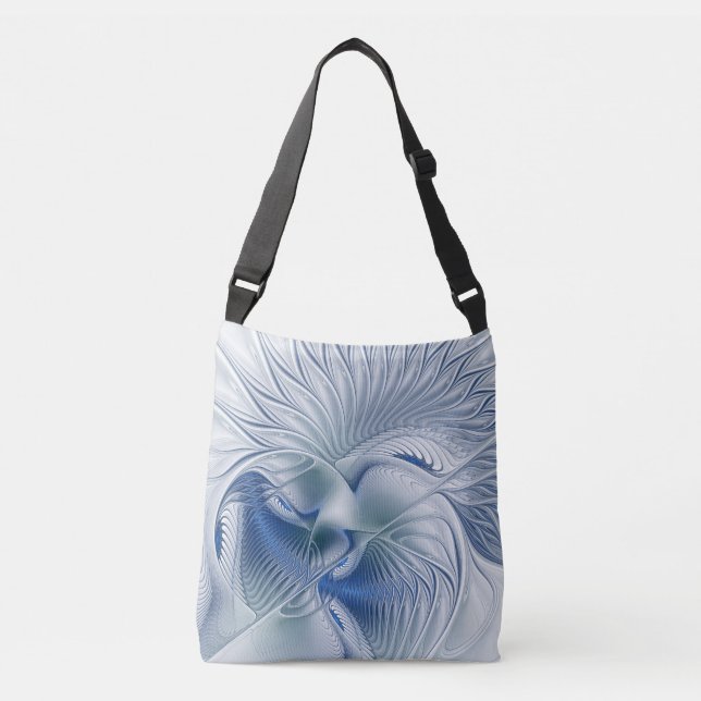 Bolsa Ajustável Fantasia Dinâmica Tons Azuis Arte Fractal Abstrata (Frente)