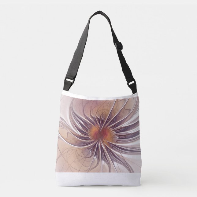 Bolsa Ajustável Fantasia Floral, Abstrato Fractal Colorida. (Frente)