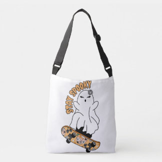 Bolsa Ajustável Fantasma "Fique Louco" num skate - Laranja Legal