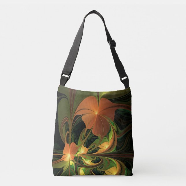 Bolsa Ajustável Fantasy Plant Abstrato Green Rust Brown Fractal (Frente)