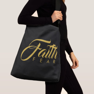Bolsa Ajustável Fé sobre o medo Dourado e negro