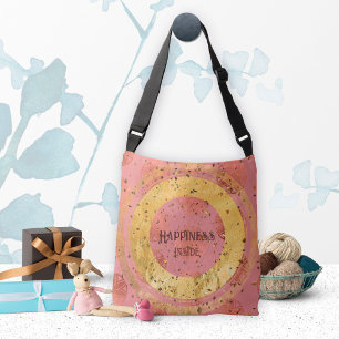 Bolsa Ajustável Felicidade Dentro do Círculo de Partículas Dourada