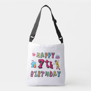 Bolsa Ajustável Feliz 7º Aniversário. 7 anos de idade.