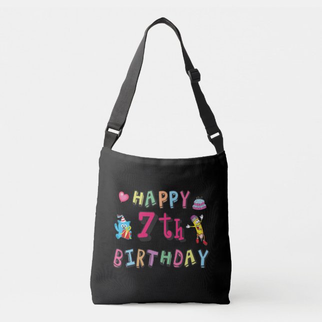 Bolsa Ajustável Feliz aniversário de 7. 7 anos. (Frente)