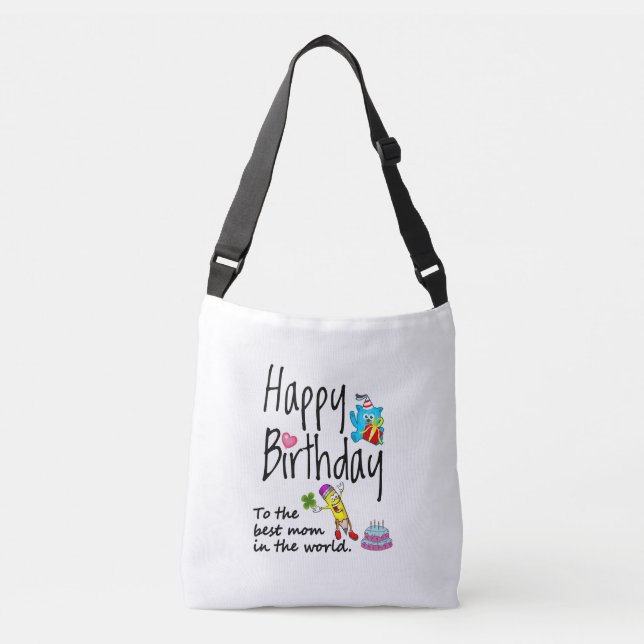 Bolsa Ajustável Feliz aniversário para a melhor mãe do mundo (Frente)