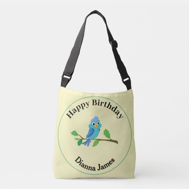 Bolsa Ajustável Feliz aniversário | pássaro azul (Frente)