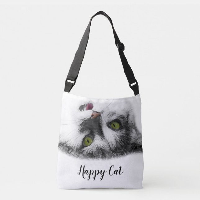 Bolsa Ajustável Feliz Cat elegante personalizável (Frente)