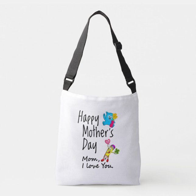 Bolsa Ajustável Feliz dia de as mães. Mãe, eu te amo. (Frente)
