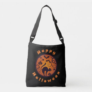 Bolsa Ajustável Feliz lanterna do Halloween aranhas e morcegos neg