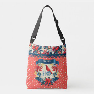 Bolsa Ajustável Feliz Natal e um Feliz Ano Novo! 20XX Pássaro Verm