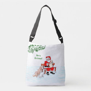 Bolsa Ajustável Feliz Natal! Papai Noel com Gato e Cão