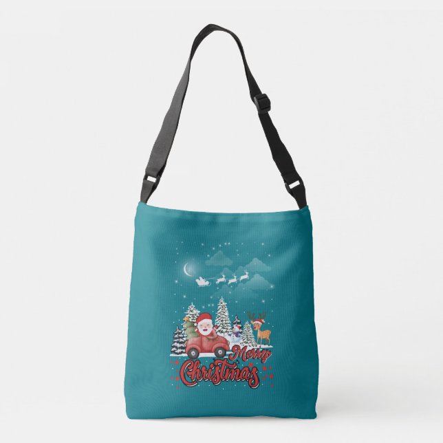 Bolsa Ajustável Feliz Natal Papais noeis Vermelhos Presentes de Ca (Verso)