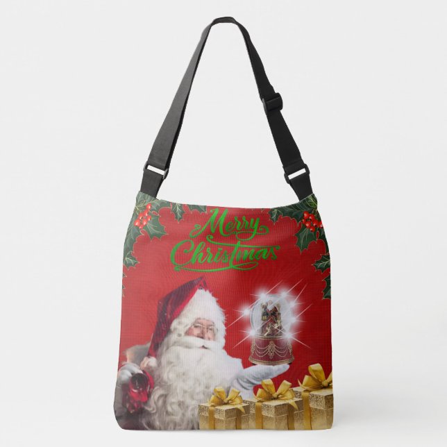Bolsa Ajustável Feliz Natal Santa Claus Snow Globe (Frente)