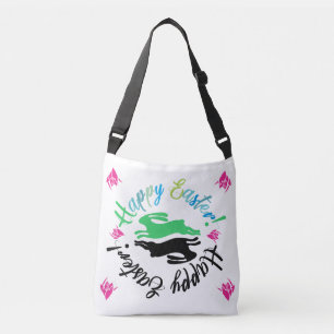 Bolsa Ajustável Felz pascoa Colorido Whimsical Bunny Primavera Joy