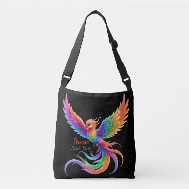 Bolsa Ajustável Fenix Arco-íris Personalizada Nome Data de Nascime (Frente)