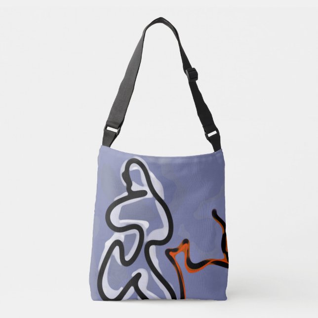 Bolsa Ajustável Figura com Feline: Abstrato azul, laranja, B e W (Frente)