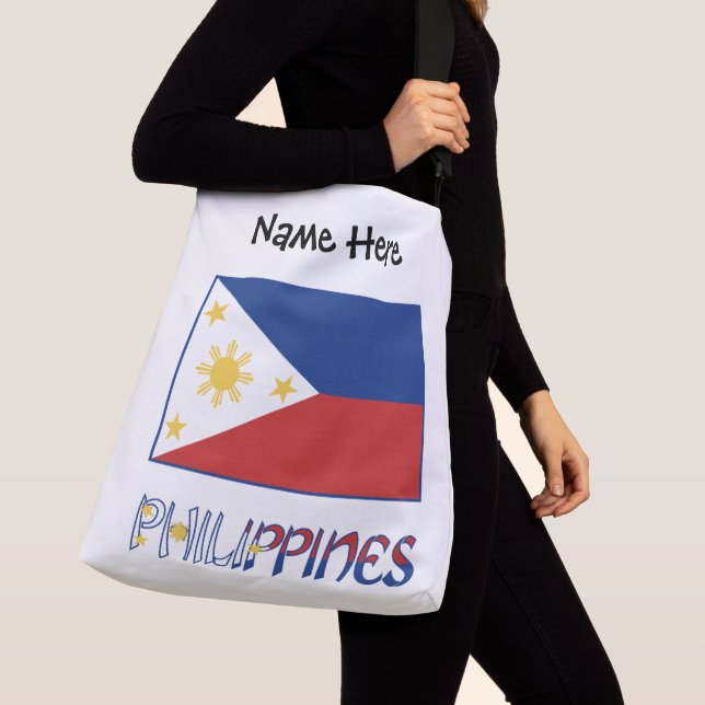 Bolsa Ajustável Filipinas e Filipino Flag e seu nome (Close Up)