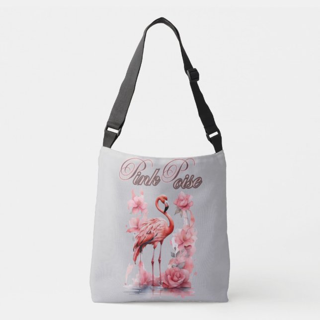 Bolsa Ajustável Flamingo Expressivo | Elegância de Aquarela (Frente)