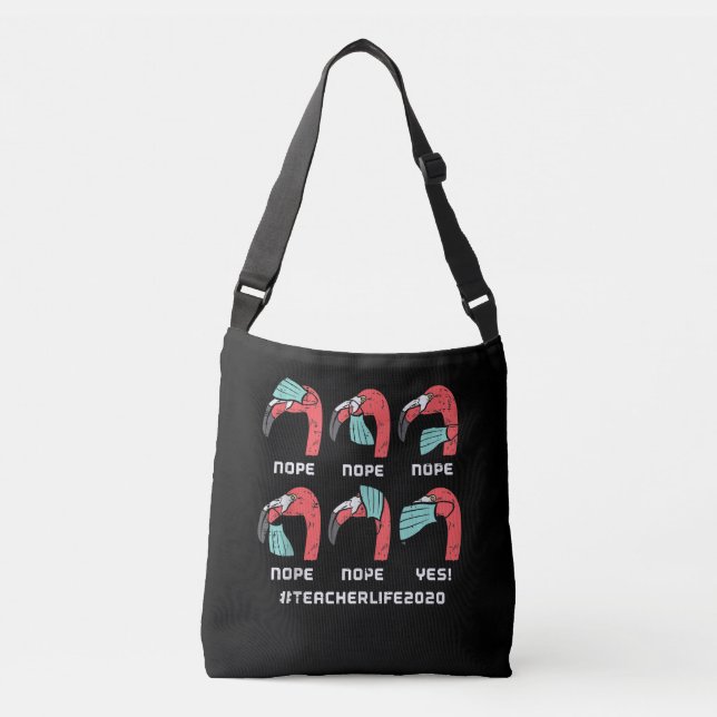 Bolsa Ajustável Flamingo Face Máscara Professora Vida Distância So (Frente)
