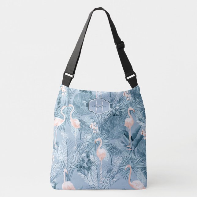 Bolsa Ajustável Flamingo Orchid Padrão Tropical Blue ID868 (Frente)