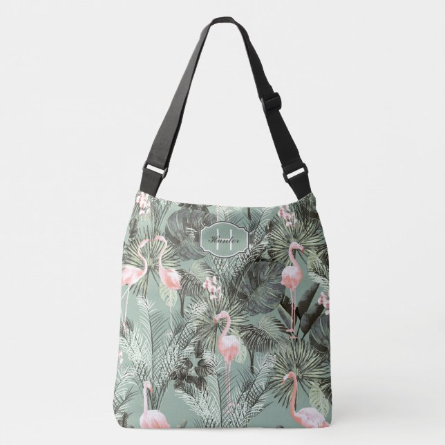 Bolsa Ajustável Flamingo Orchid Tropical Pattern Sage ID868 (Frente)