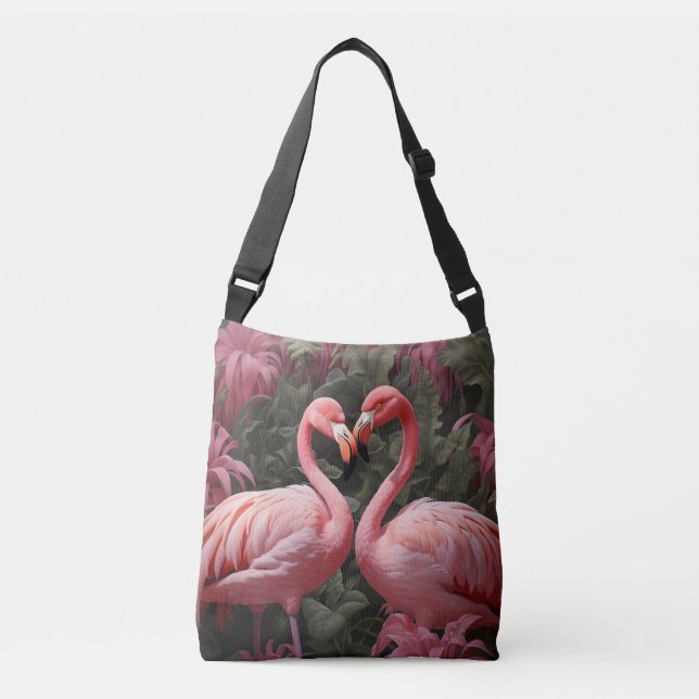 Bolsa Ajustável Flamingo Romance, cor-de-rosa tropical (Frente)