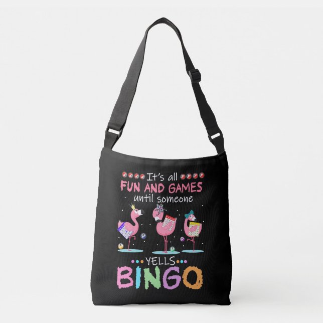 Bolsa Ajustável Flamingo Rosa Bingo Engraçado Arte de Presente (Frente)