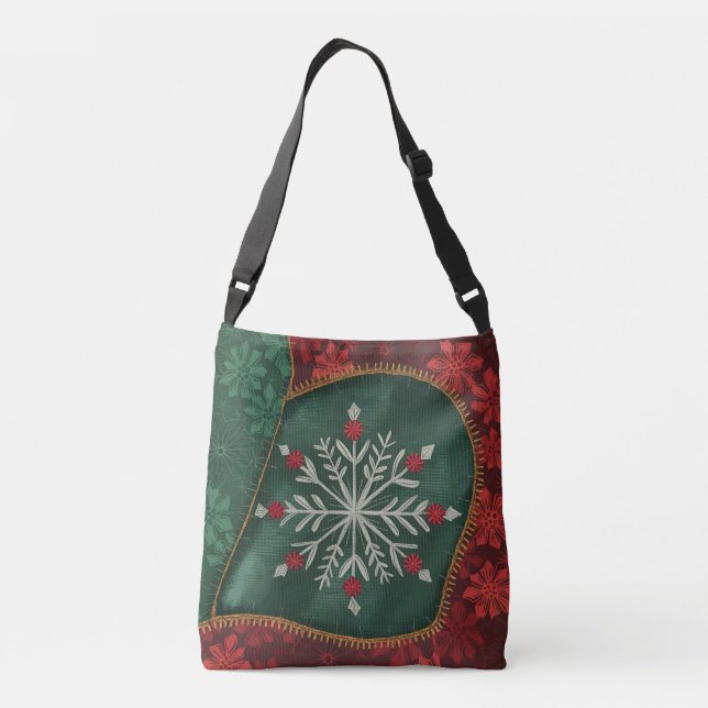 Bolsa Ajustável Floco de Neve Verde e Vermelho (Verso)