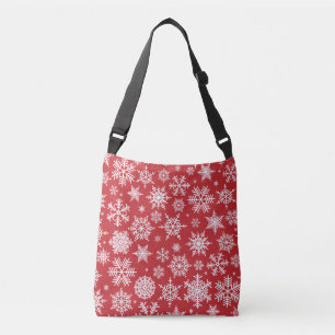 Bolsa Ajustável Flocos de neve Bonito sobre fundo vermelho