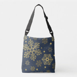 Bolsa Ajustável Flocos de neve do ouro no marinho