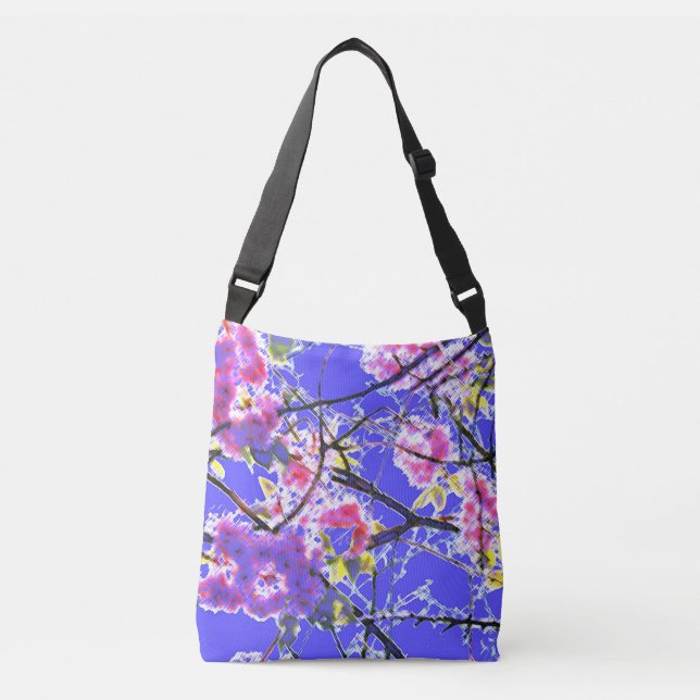Bolsa Ajustável flor abstrato oriental azul-impressão (Frente)