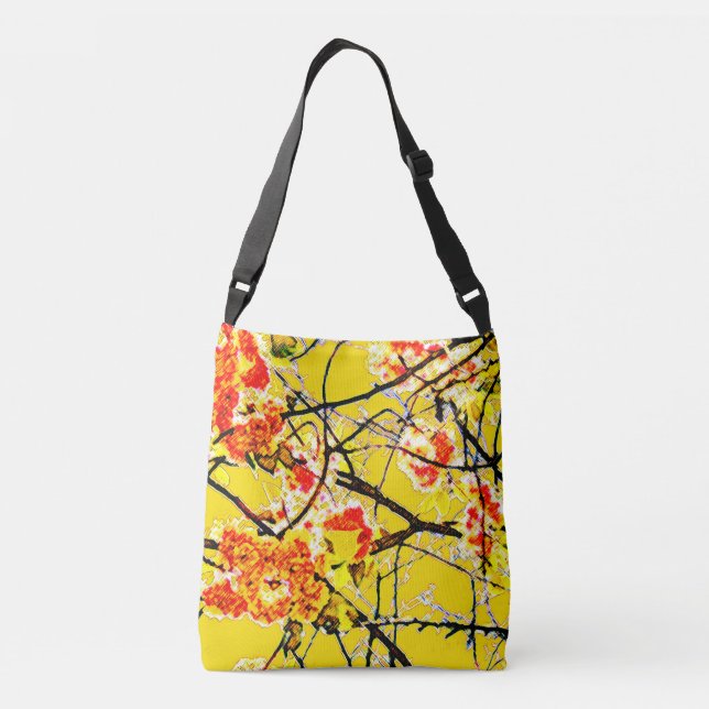 Bolsa Ajustável flor abstrato oriental impressão amarelo (Verso)